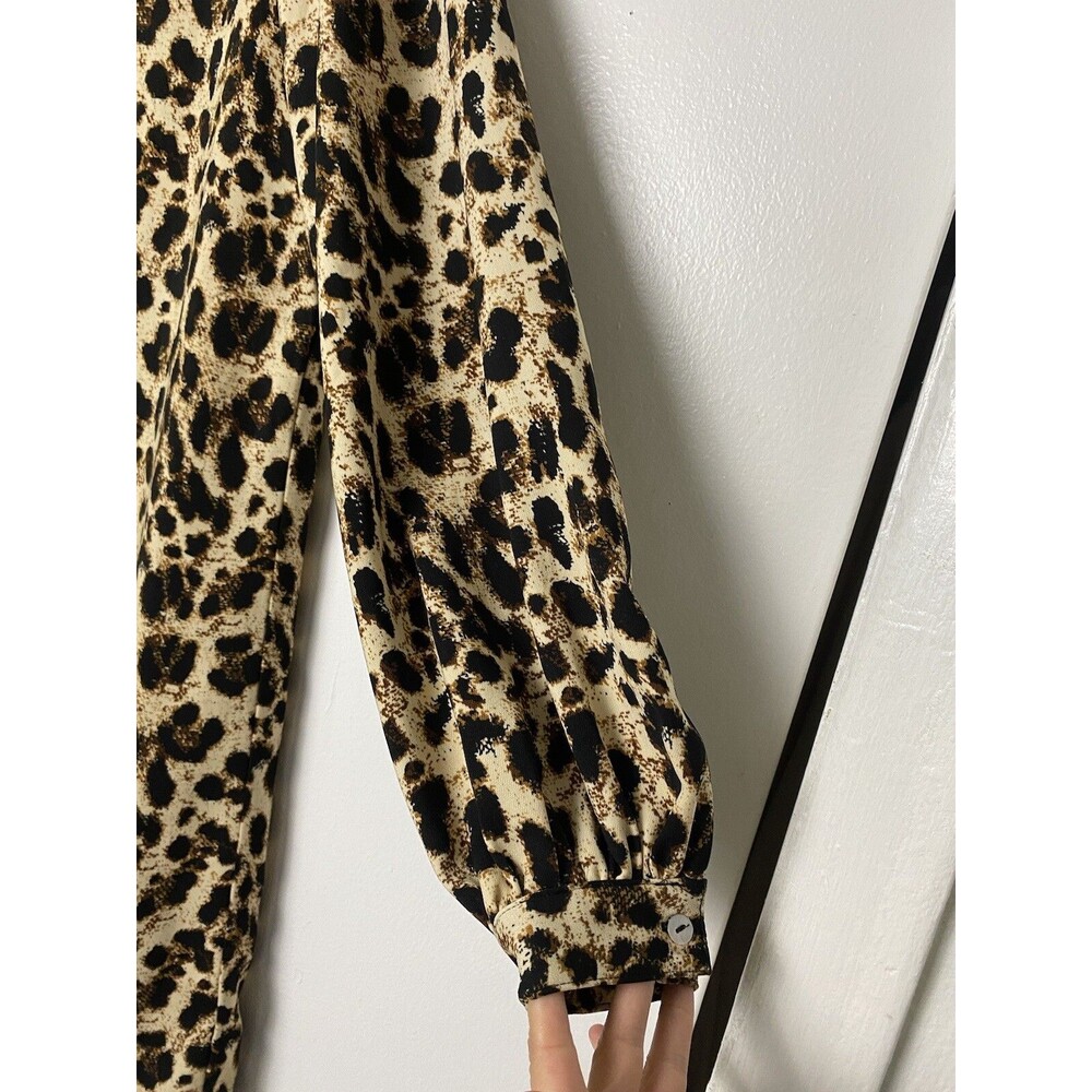 Reynah Couture Mini Dress Size 6 Cheetha Animal Print Balloon Long Sleeves - Picture 9 of 14